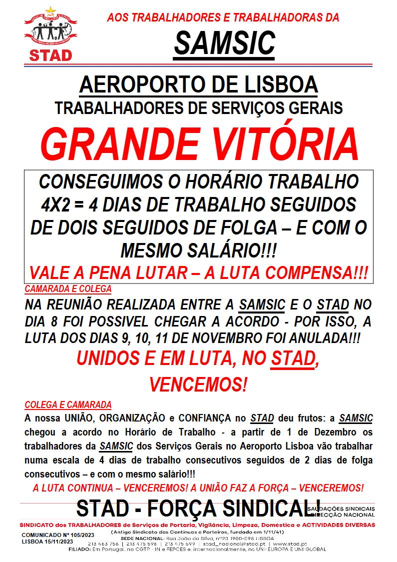 Nº 105 SAMSIC SG Aeroporto Lisboa VITÓRIA 14 11 2023