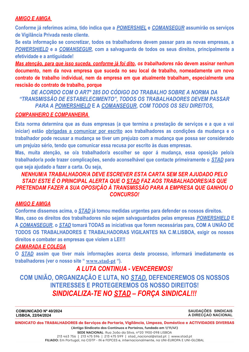 Nº 40 Vigilância Privada C.M.Lisboa T.E 1.Maio.24 Revisão.CT2